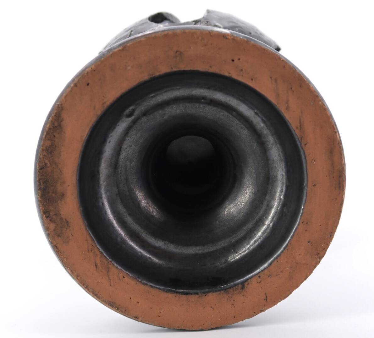 Black ceramic candle holder by Jean Marais, Vallauris, 1960s