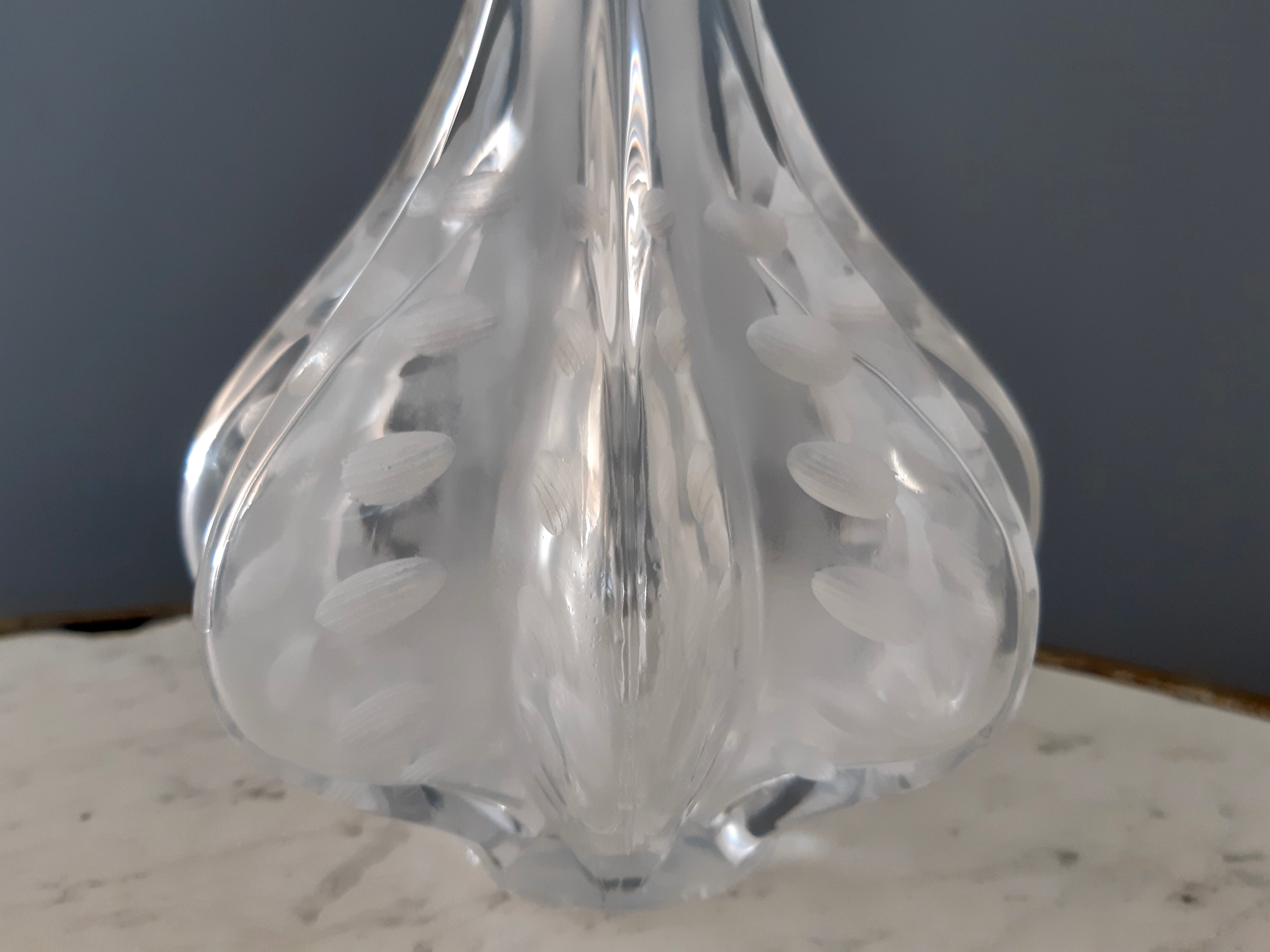 Large frosted and engraved glass vase