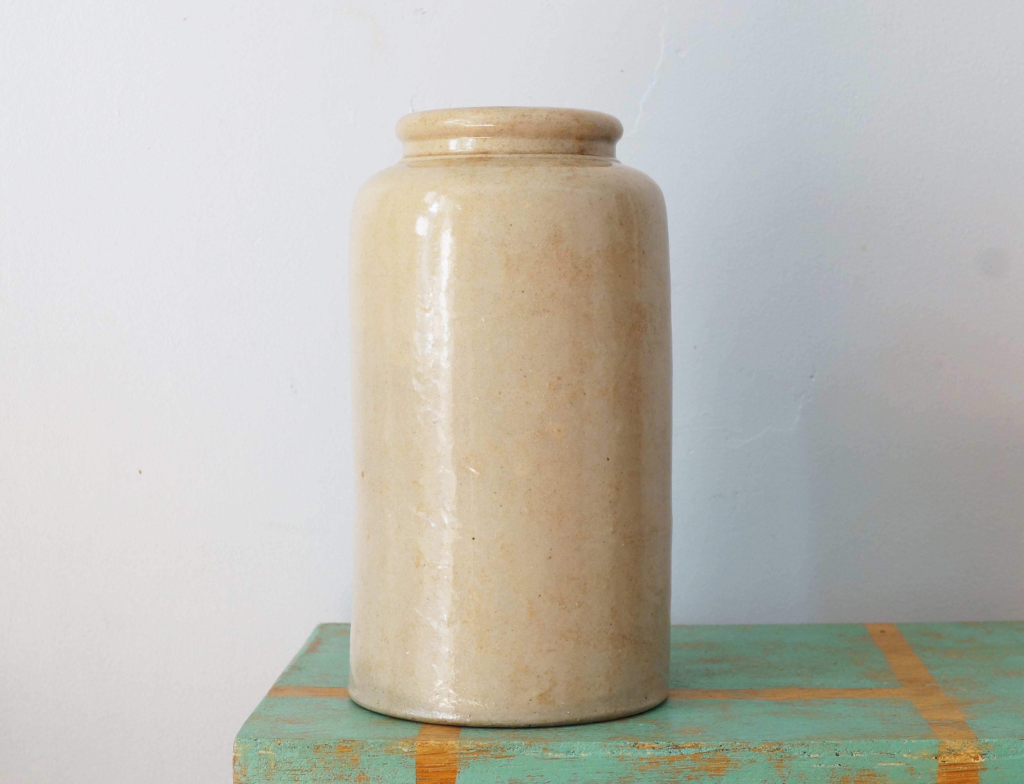 Old beige sandstone pot