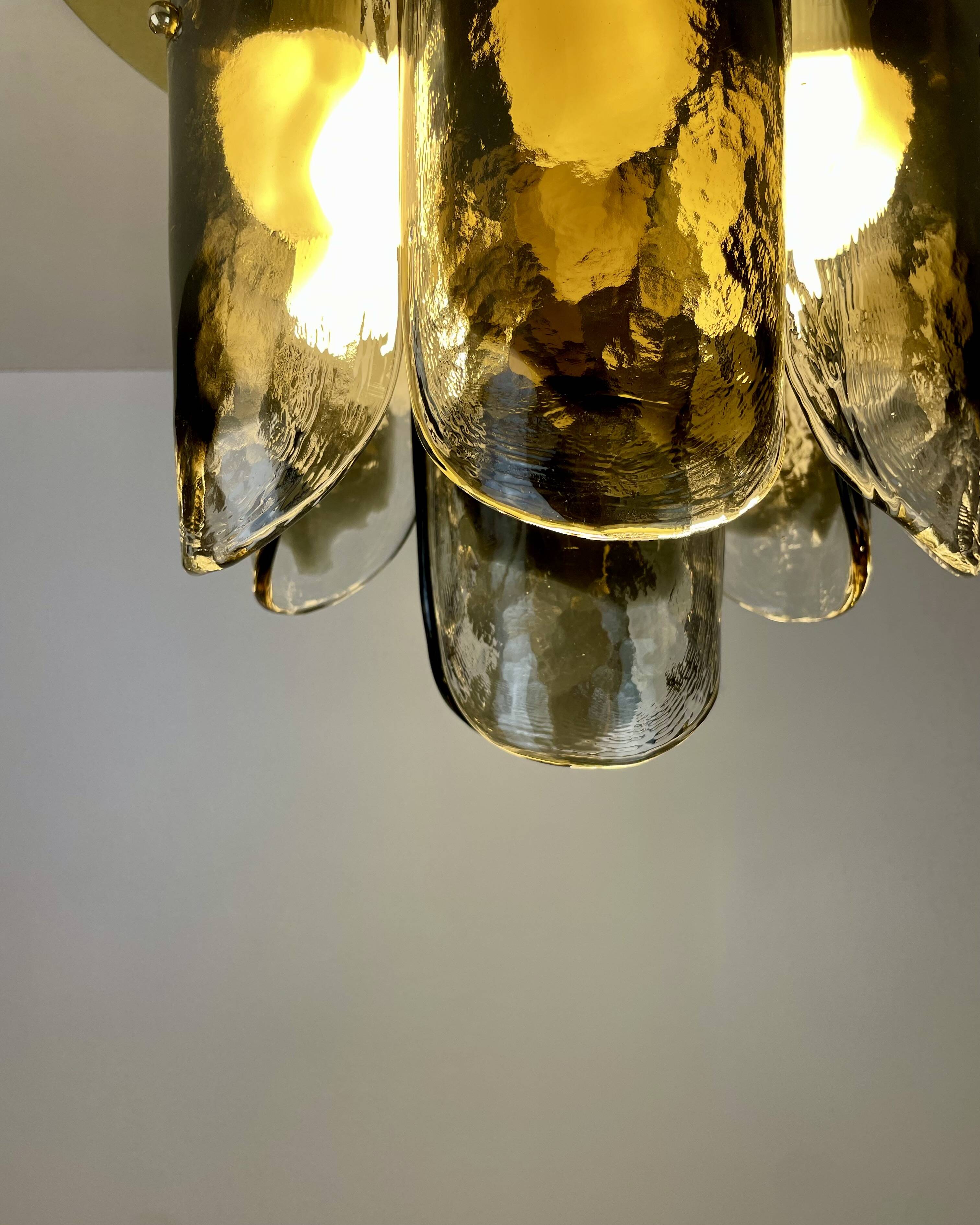 Murano & Brass Ceiling Lamp by J.T. Kalmar, Austria, 1960s