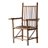 Brutalist armchair made of hazel branches, circa 1970.