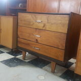 Chest of drawers vintage 1960 raw wood