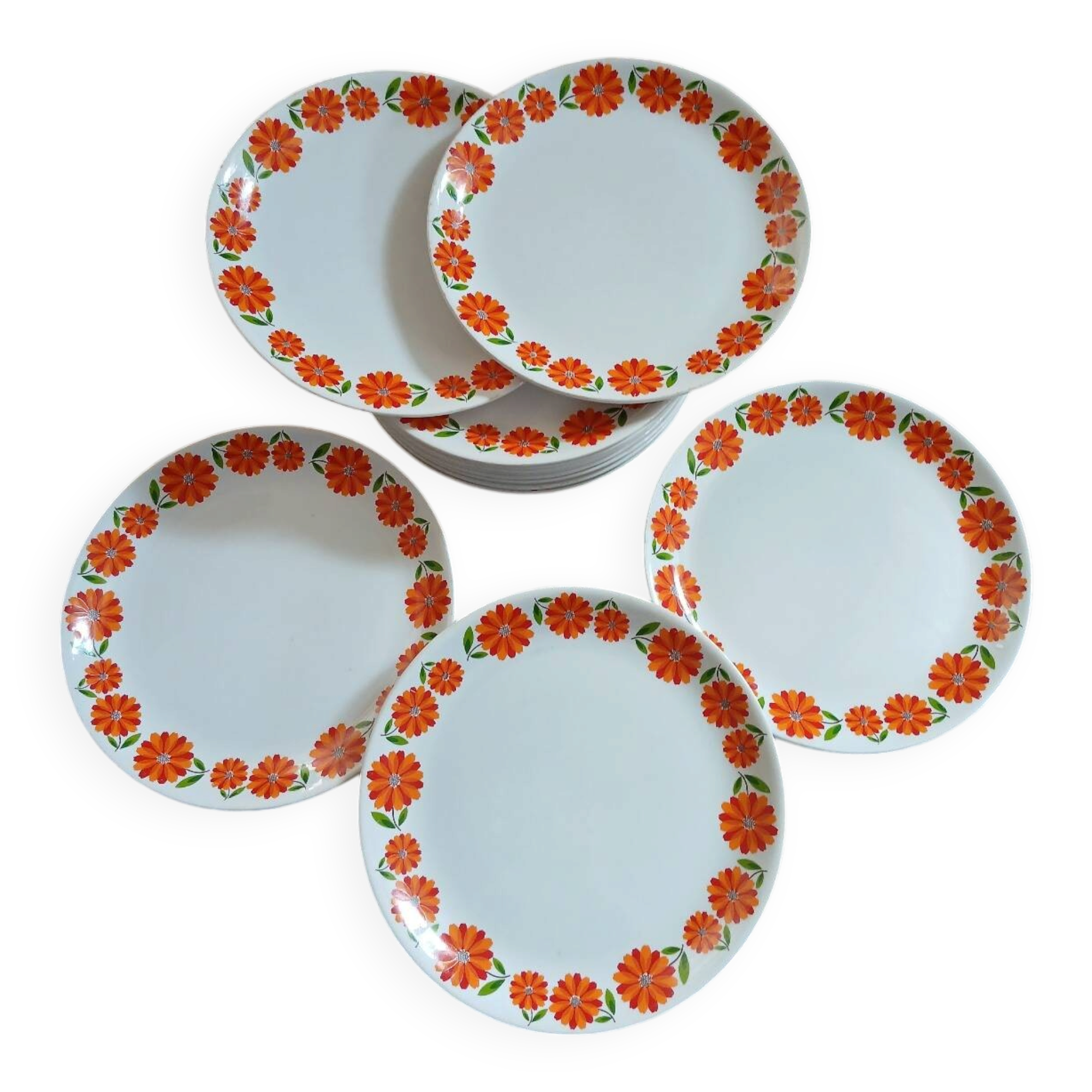 13 vintage flat plates from Moulin des Loups