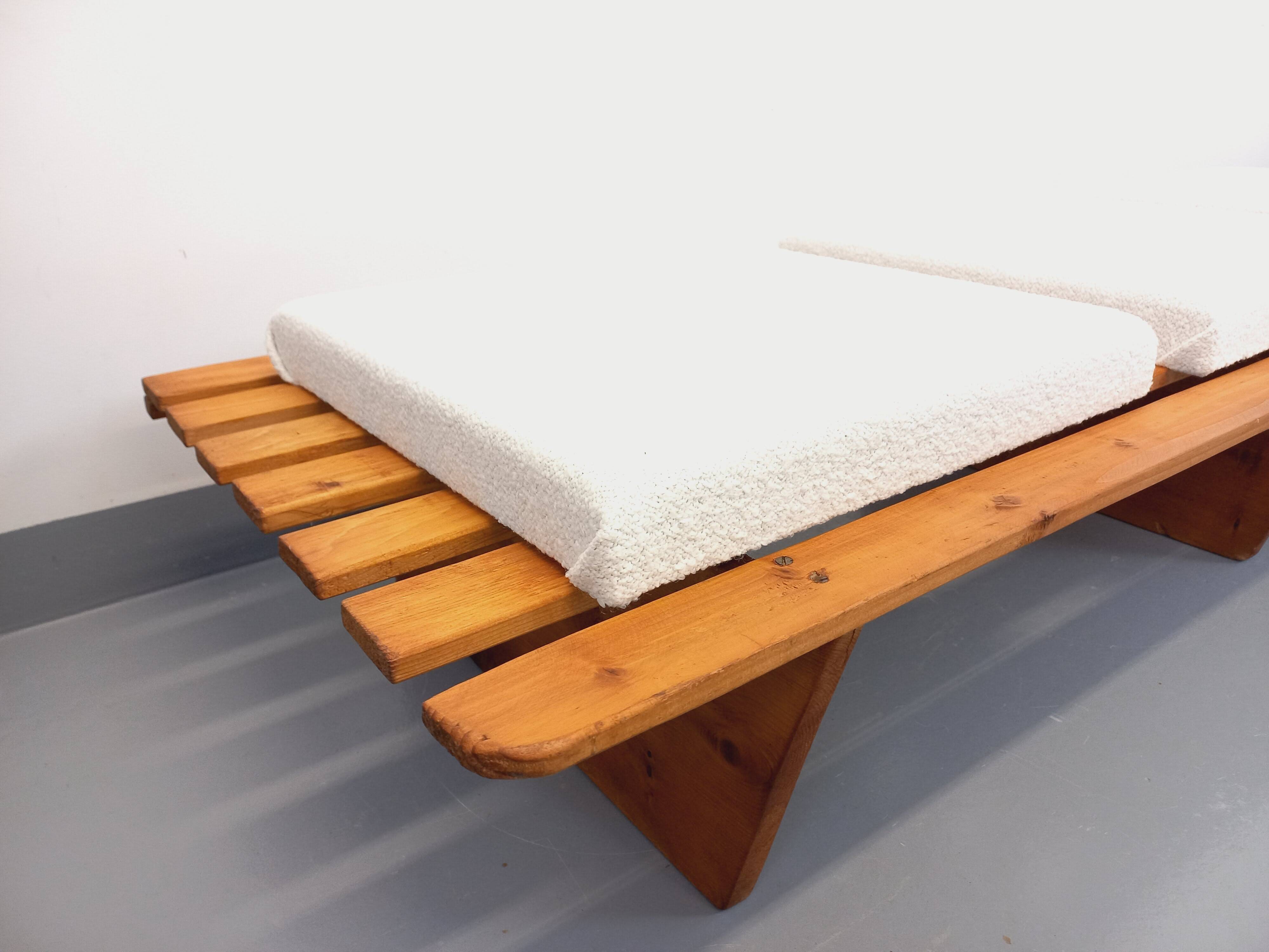 Pair of vintage  Perriand style  pine benches
