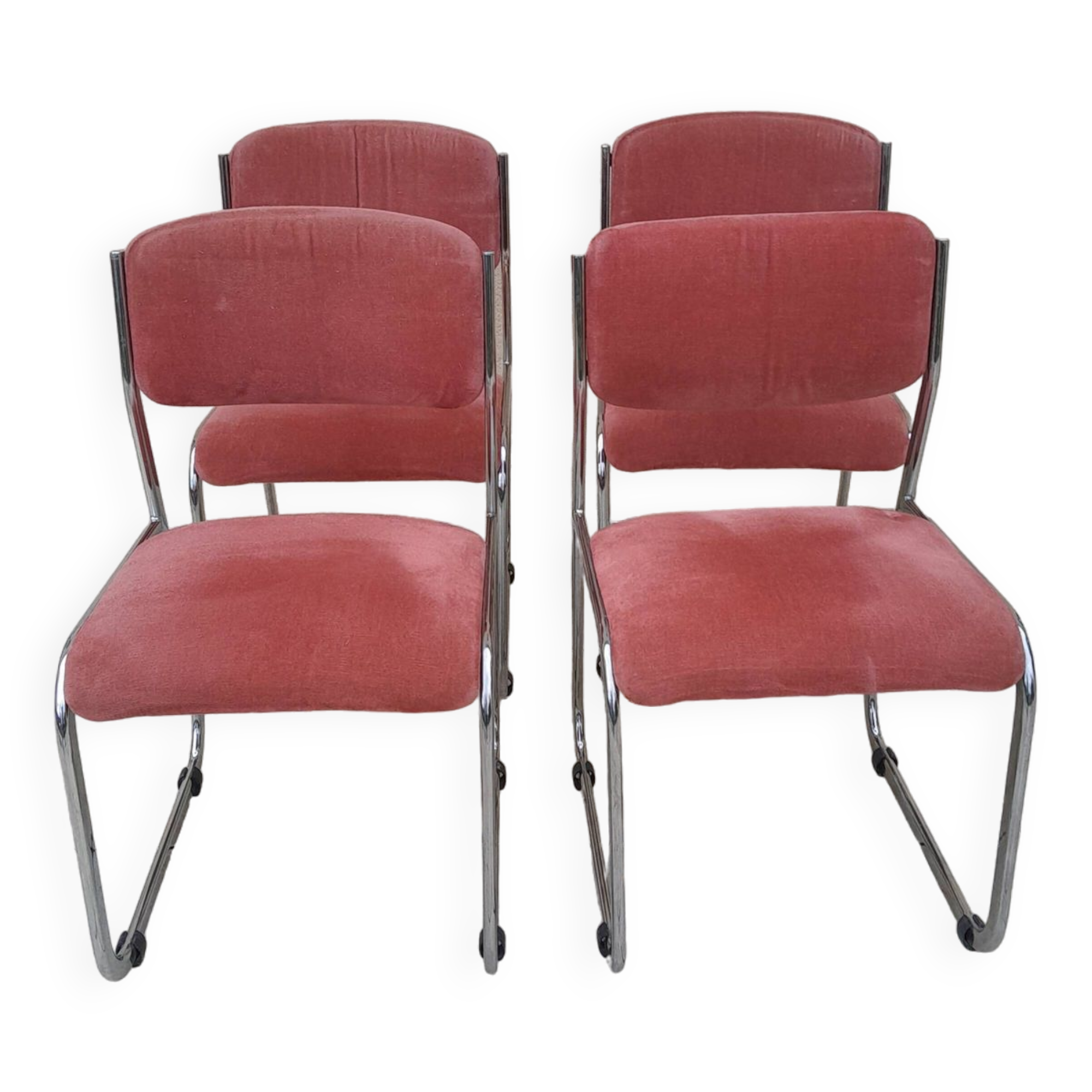 4 vintage chrome chairs from the 70s