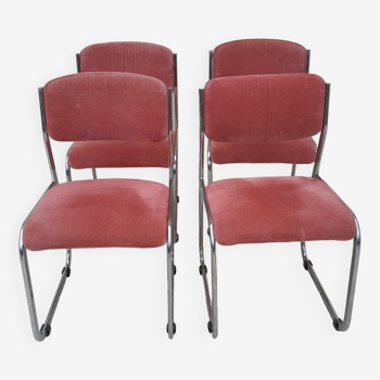 4 vintage chrome chairs from the 70s