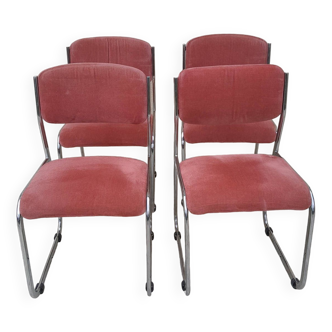 4 vintage chrome chairs from the 70s