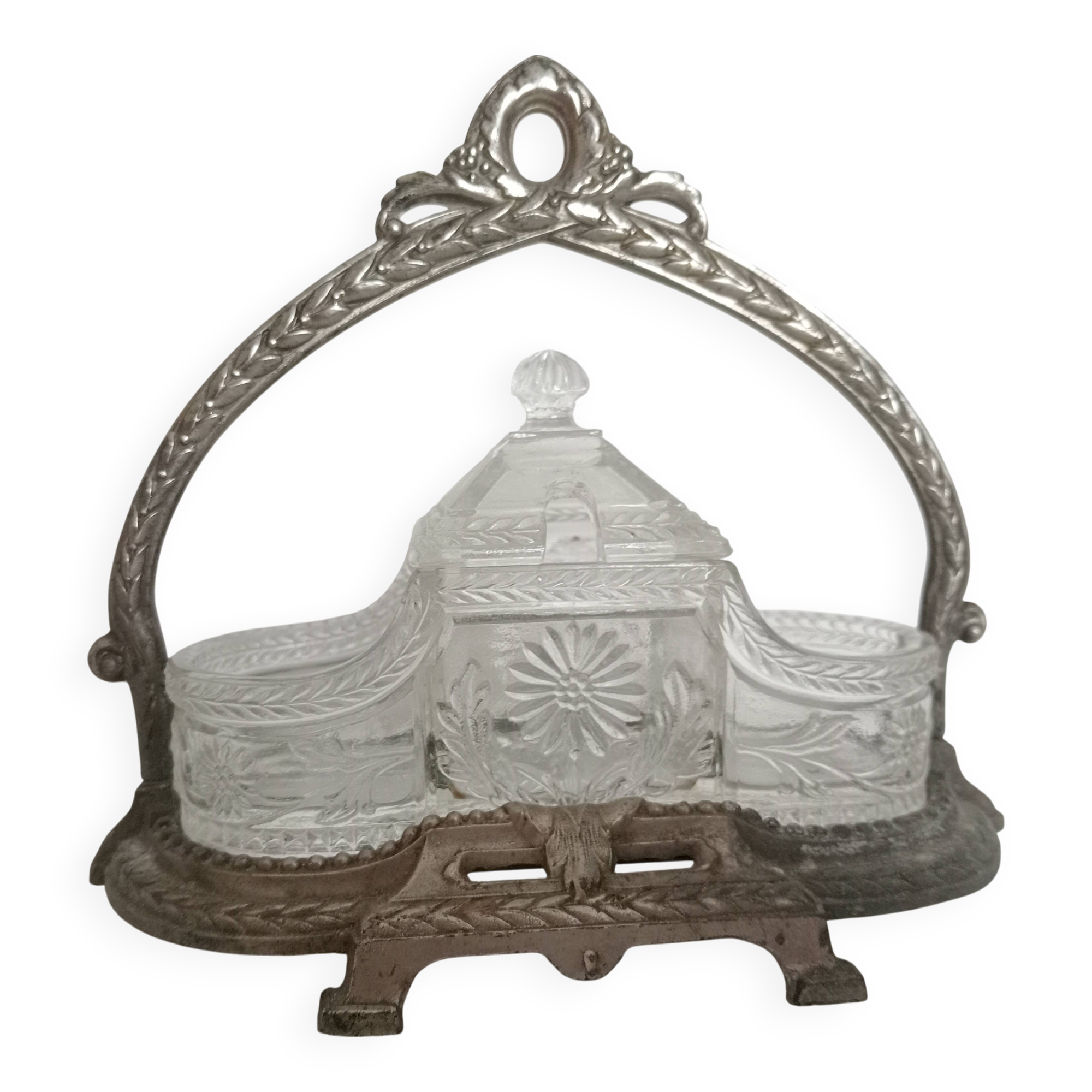 Antique servant, salt, pepper and mustard