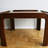 Coffee table in teak and smoked glass 1970