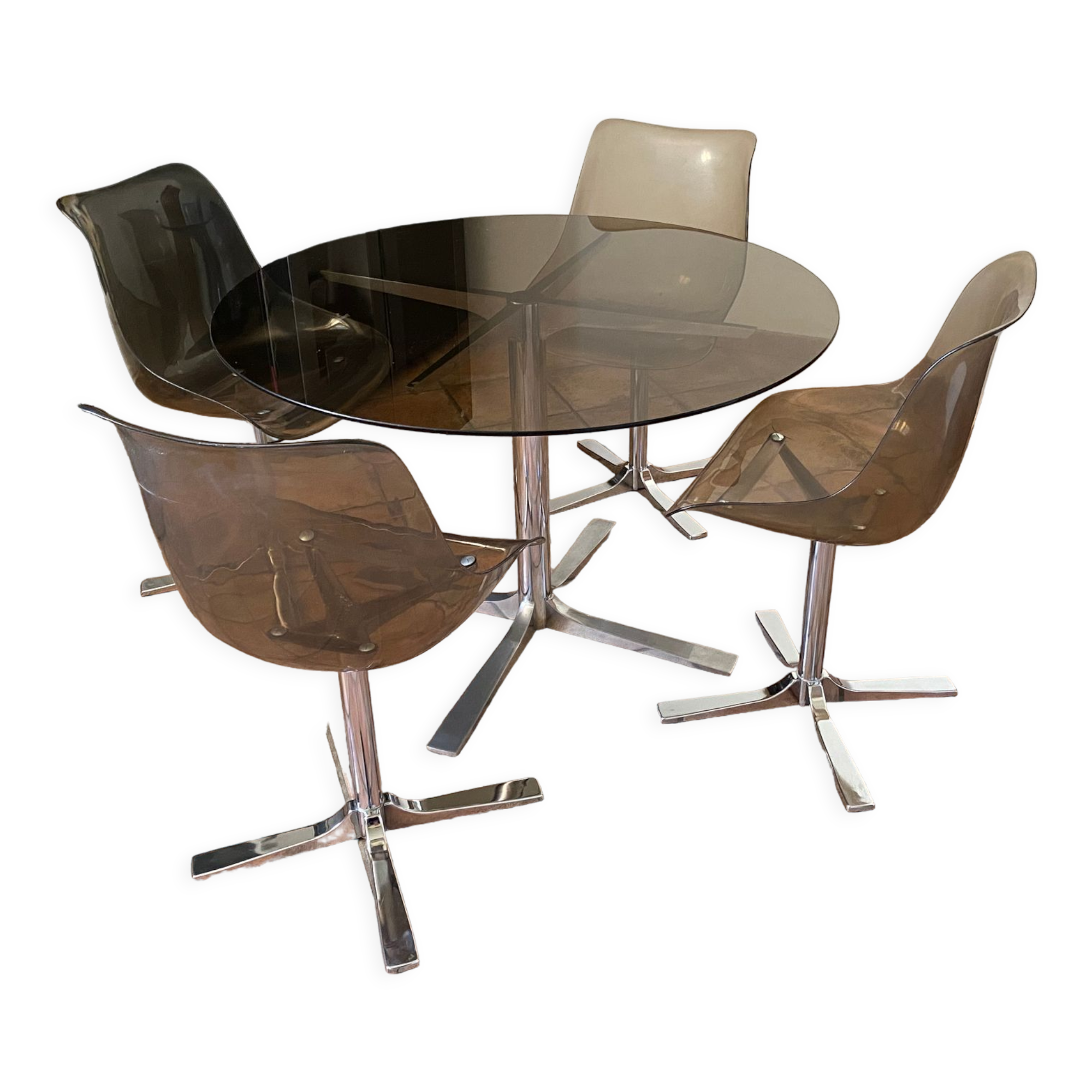 Roche Bobois table and its 4 chairs 1970s