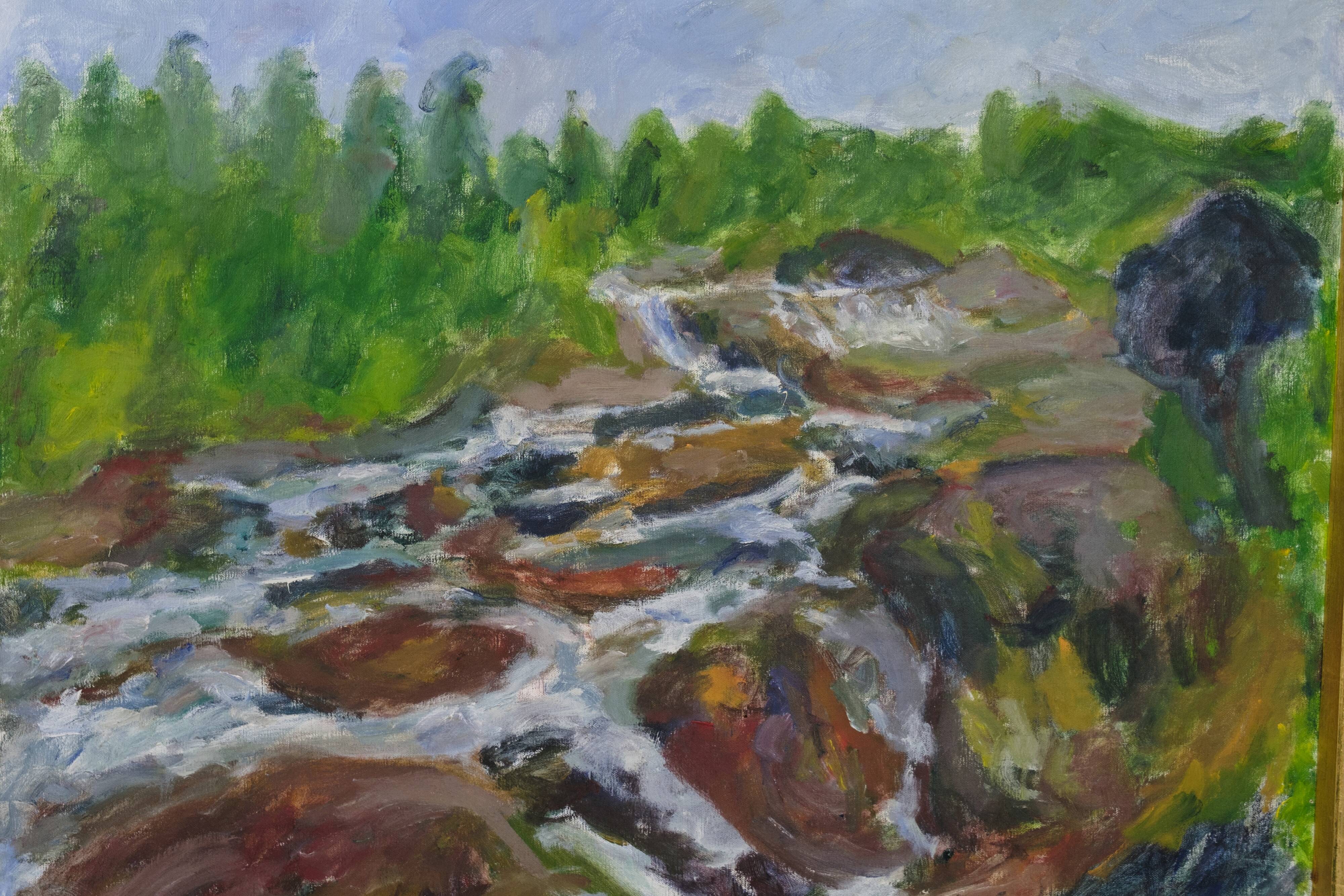 Oil Painting Painted on Canvas with Green and Brown Shades by Sixten Wiklund