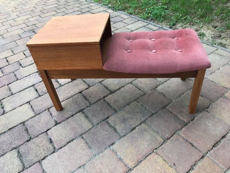 Mid-century teak telephone bench, 1960s