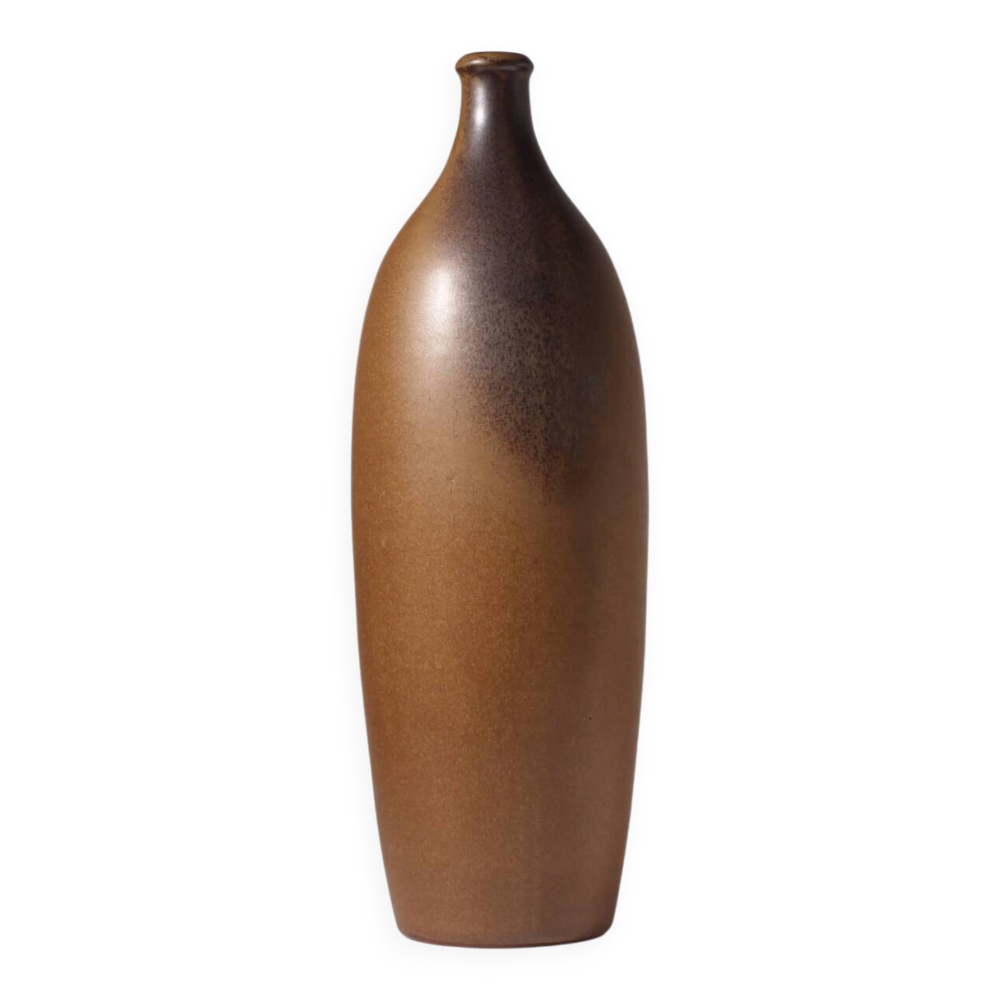 Mustard Brown Ceramic Studio Pottery Tall Vase, 1960s, Signed