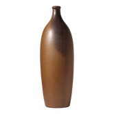 Mustard Brown Ceramic Studio Pottery Tall Vase, 1960s, Signed