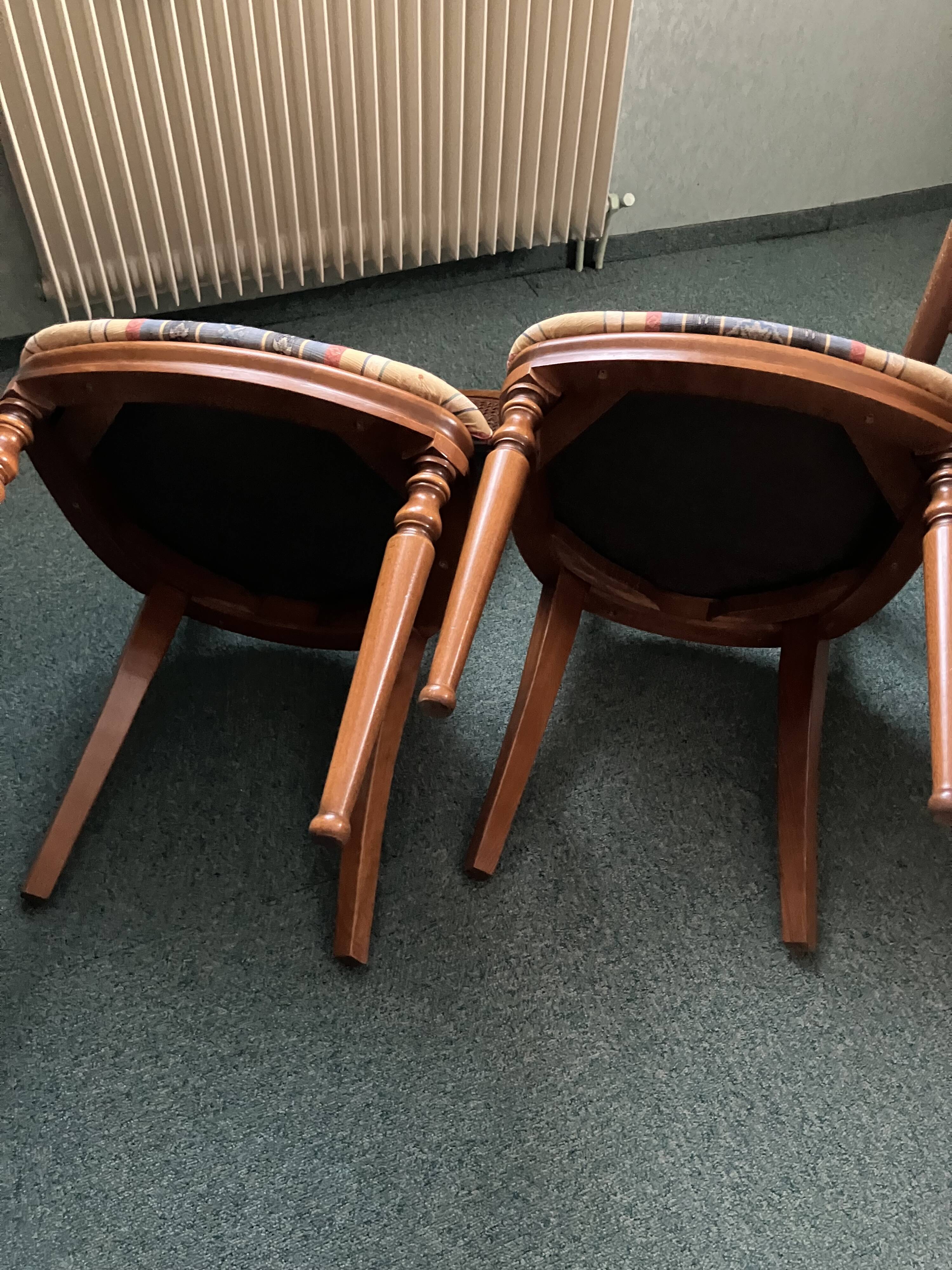 Set of two solid beech chairs.
