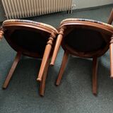 Set of two solid beech chairs.