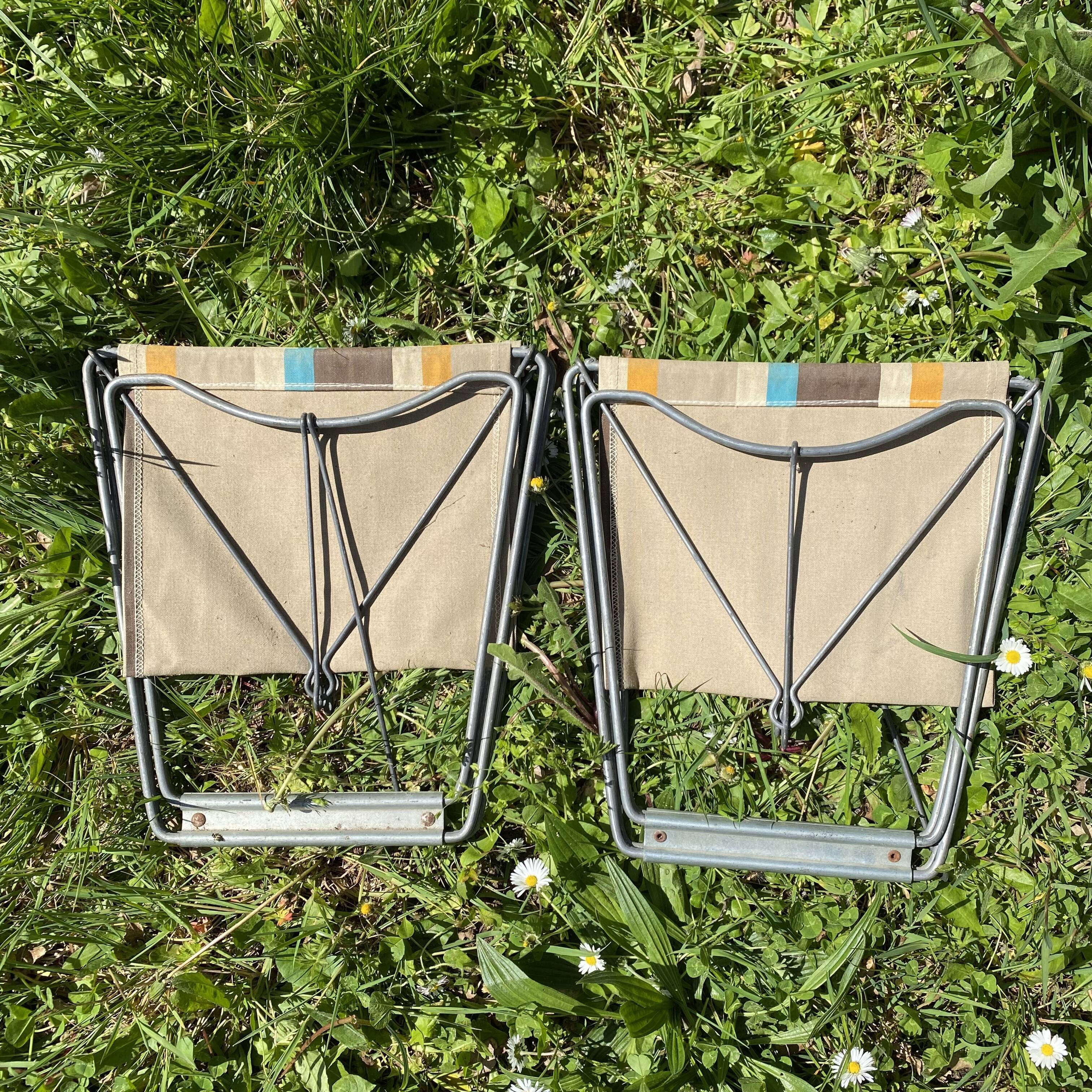 Vintage canvas foldable camping stools