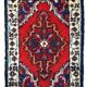 Vintage persian carpet hamadan handmade 1.3' x 1.9' (40cm x 60cm) 1970s, 1c761