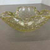 Murano Glass "Gold Dust Bubble" Bowl Element Shell Ashtray Murano, Italy, 1970s