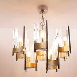 Vintage Chrome and Brass Chandelier by Sciolari