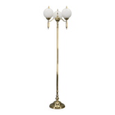 1970s Czechoslovak floor lamp in brass with milky glass shades