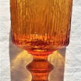 9 orange-stemmed wine glasses circa 1970