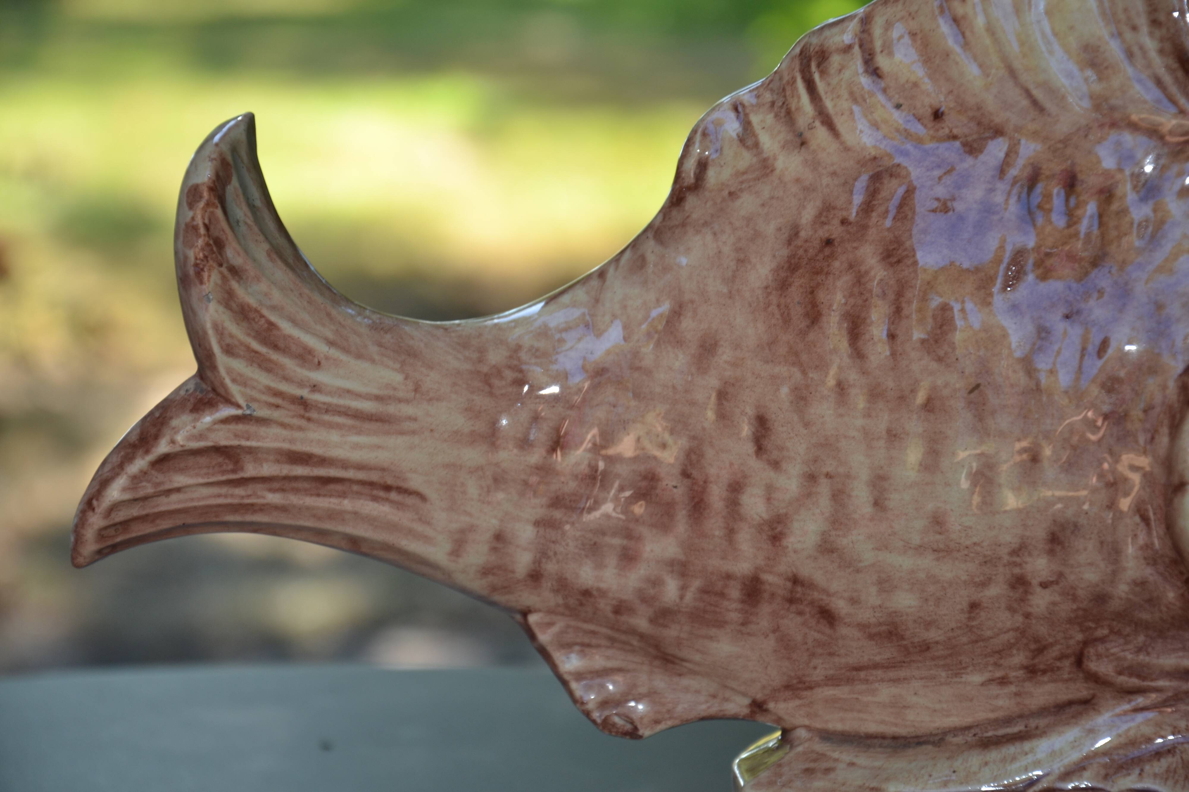 Ceramic fish statuette signed