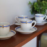 Coffee cups made of fine vintage porcelain blue and gold