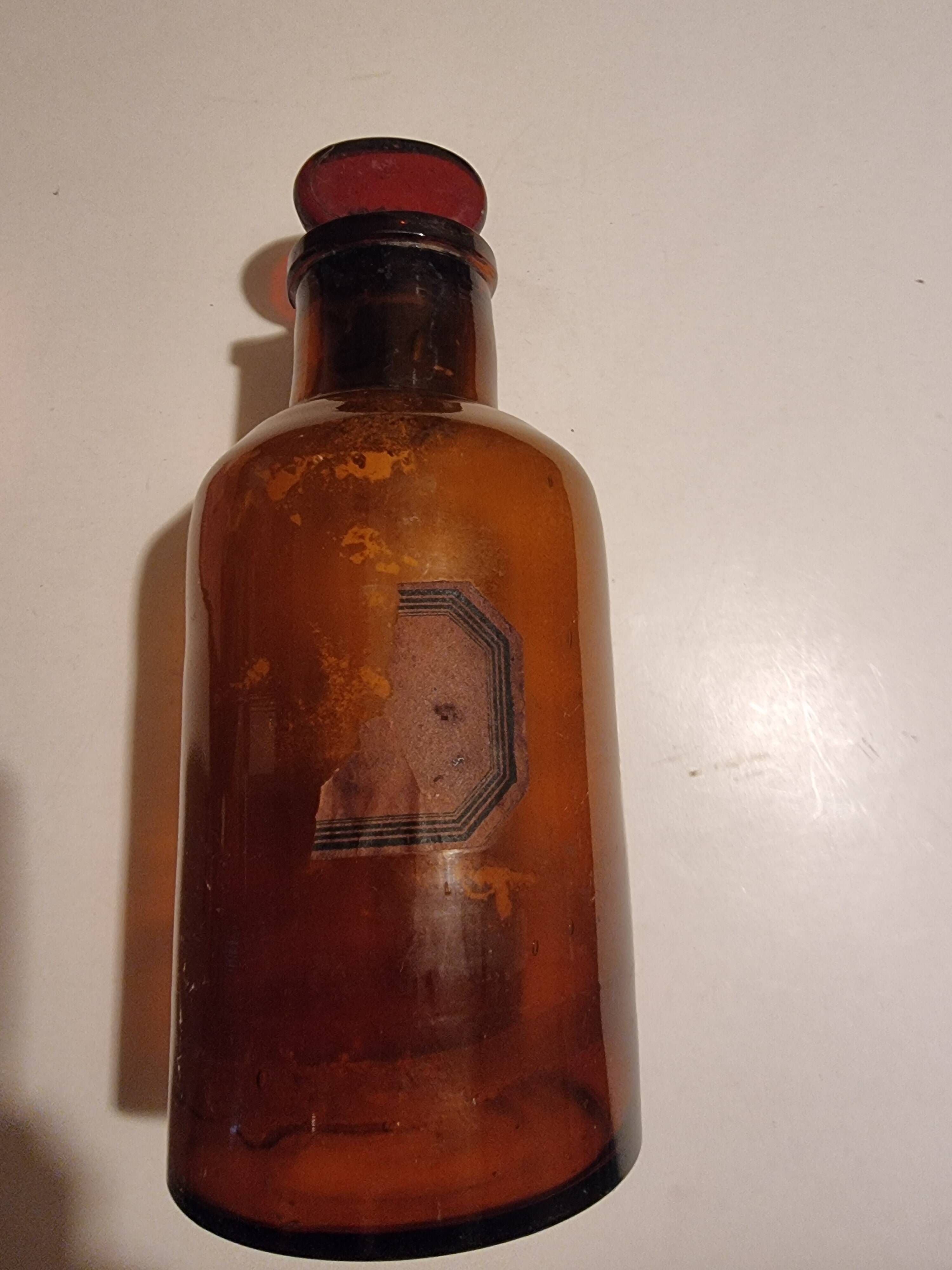 Napoleon III amber glass apothecary bottle