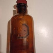 Napoleon III amber glass apothecary bottle