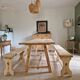 farm table and wooden benches