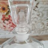 Vintage glass whiskey decanter curved hexagonal shape