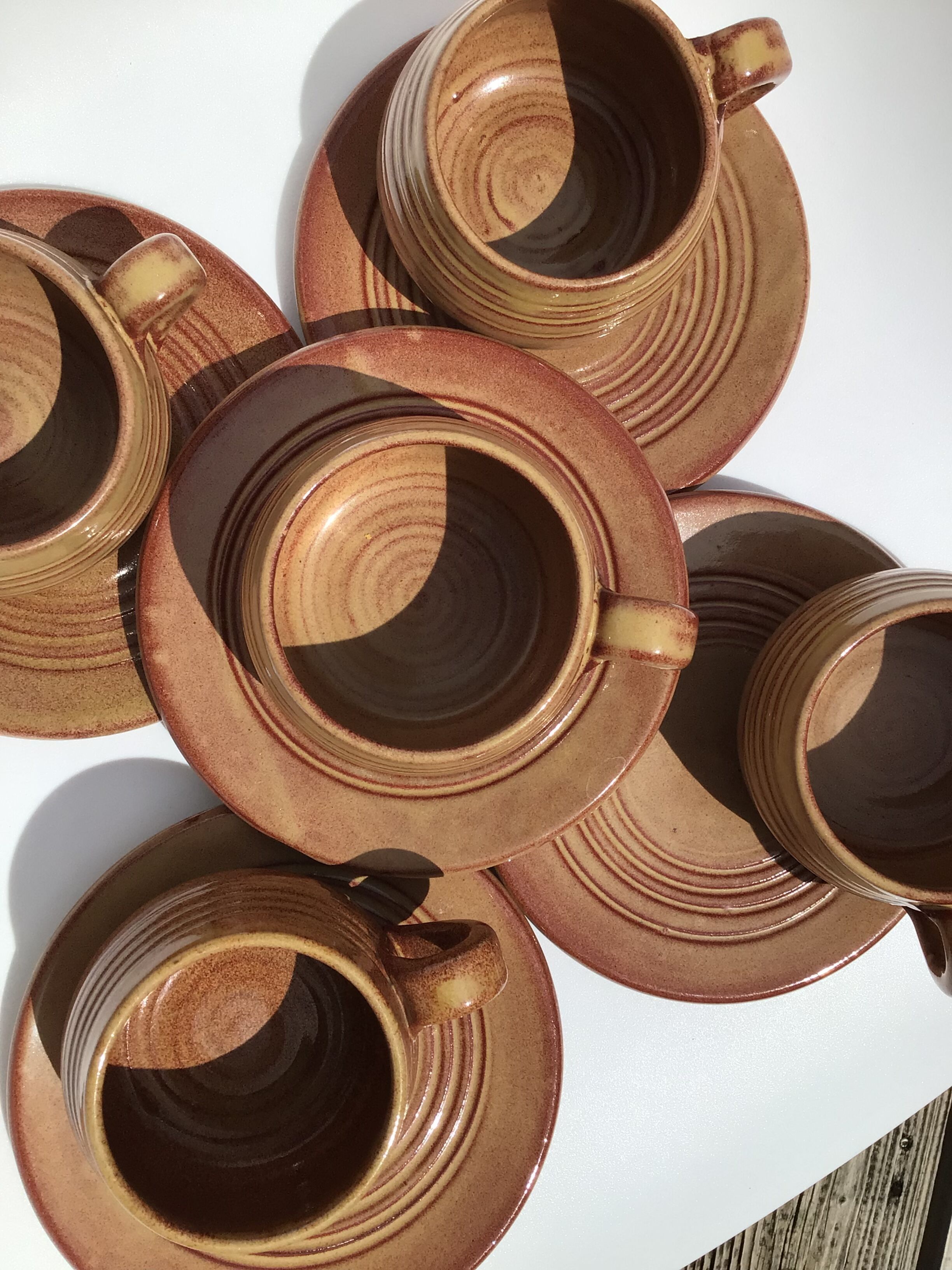 5 Cups Vallauris artisanal red brown terracotta