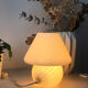 Murano "Vetri" white mushroom with touring stripes