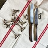 6 silver metal knife holders
