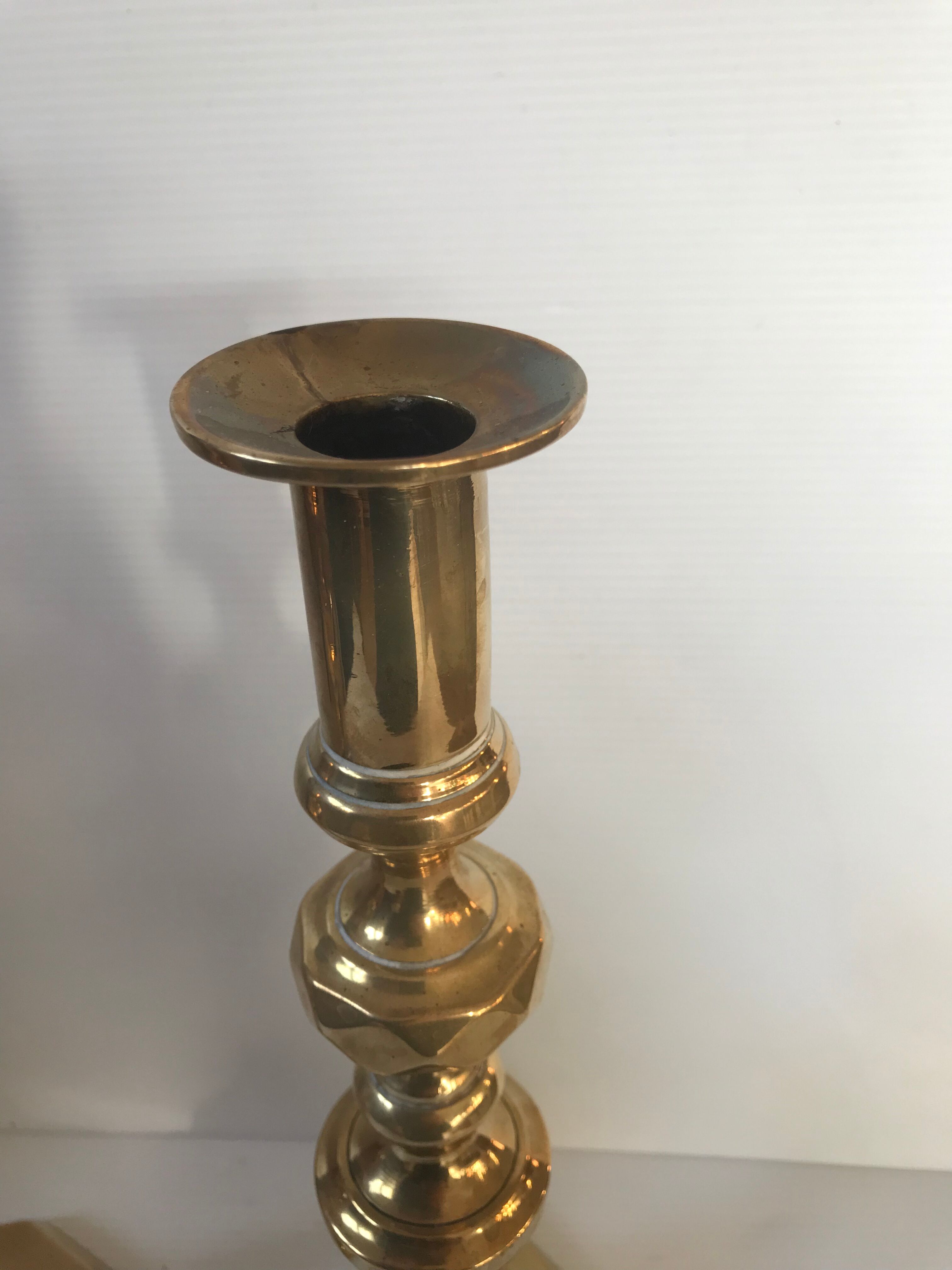 Pair of Victorian candle holders in gilded bronze