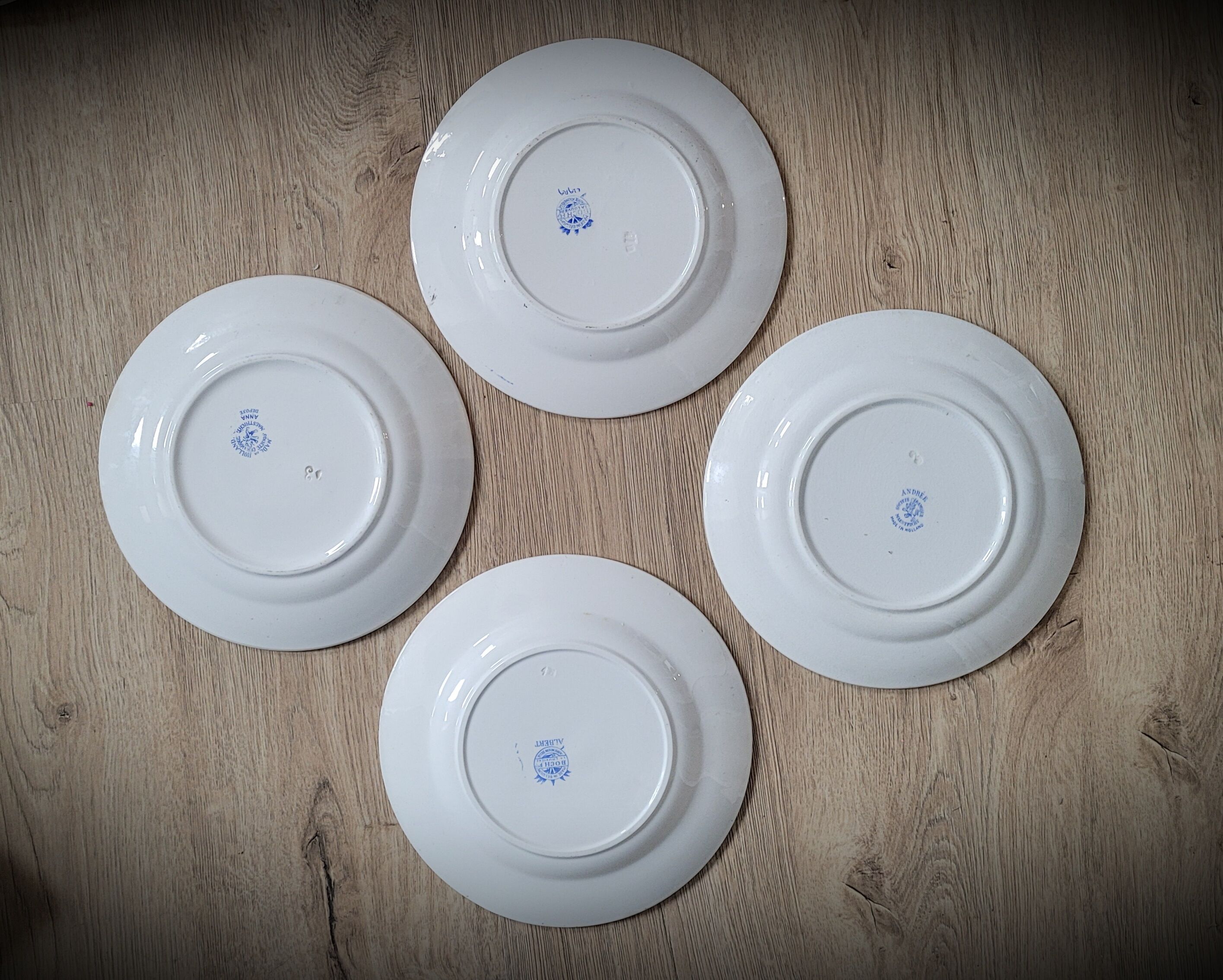 Set of 4 blue mismatched plates 2
