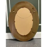 Brown Studded Oval Leather Wall Mirror