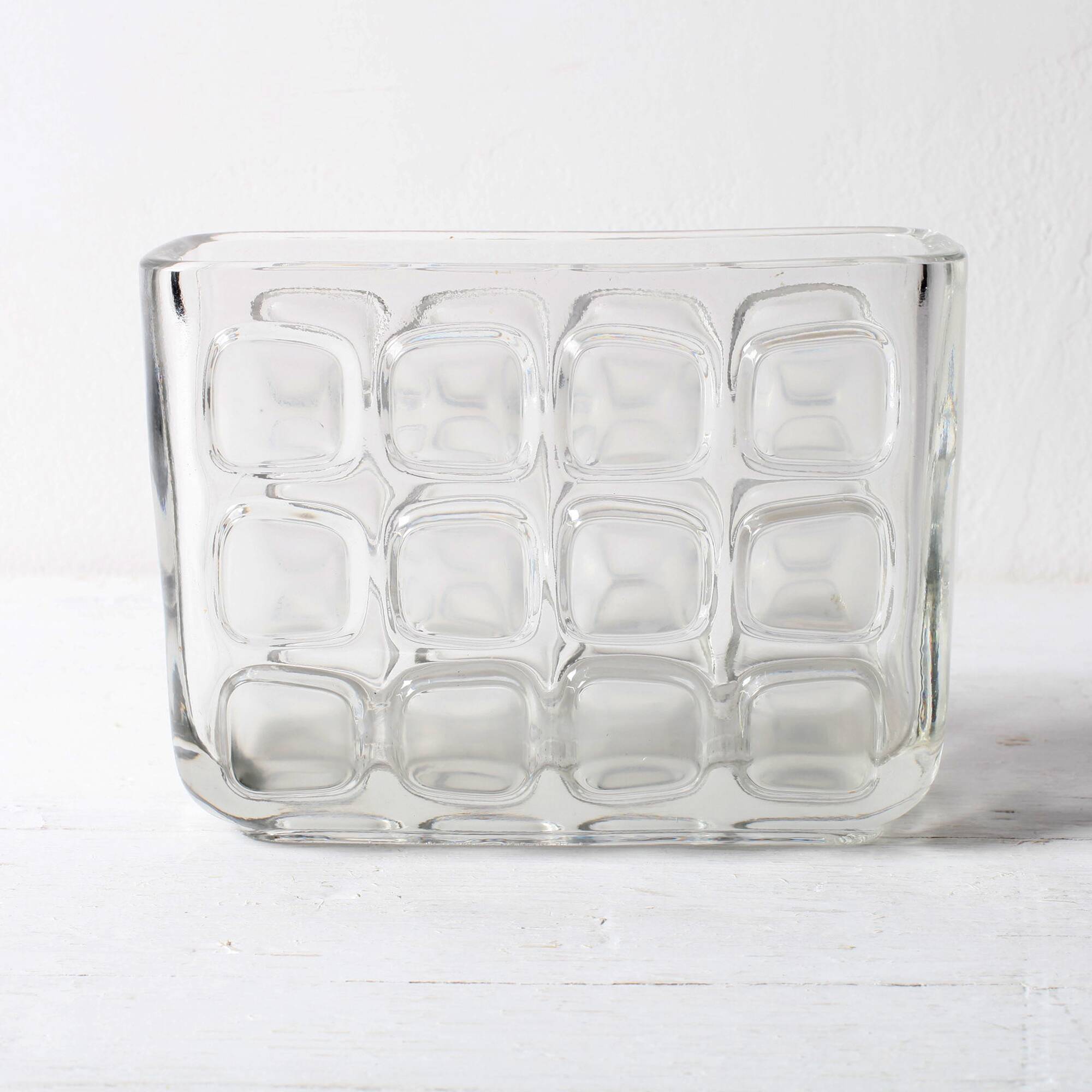 František Vizner Glass Jardinière Vase, Mid-Century Czech Design / 1963