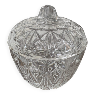 Ancien pot couvert en verre ciselé