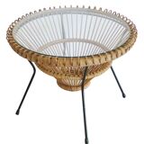 Table basse rotin 1950