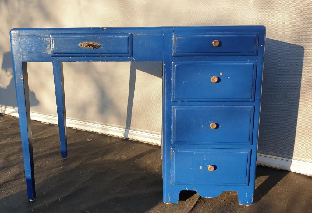 Art deco office blue roy 5 drawers