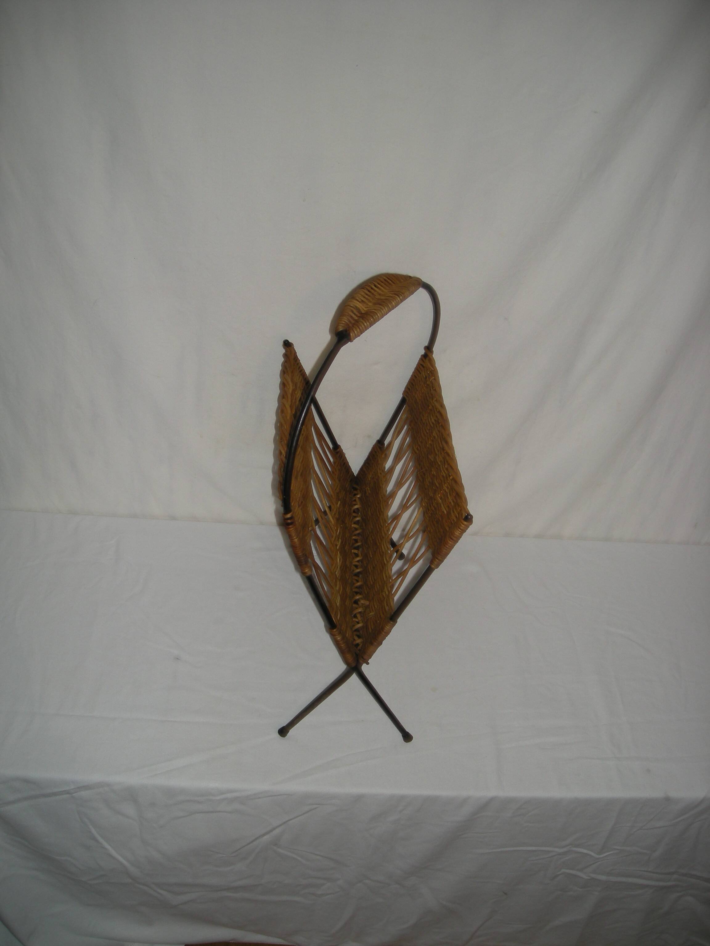 rattan magazine rack from the 50s