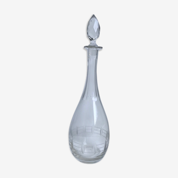 Carafe à vin en cristal gravée années 20-30