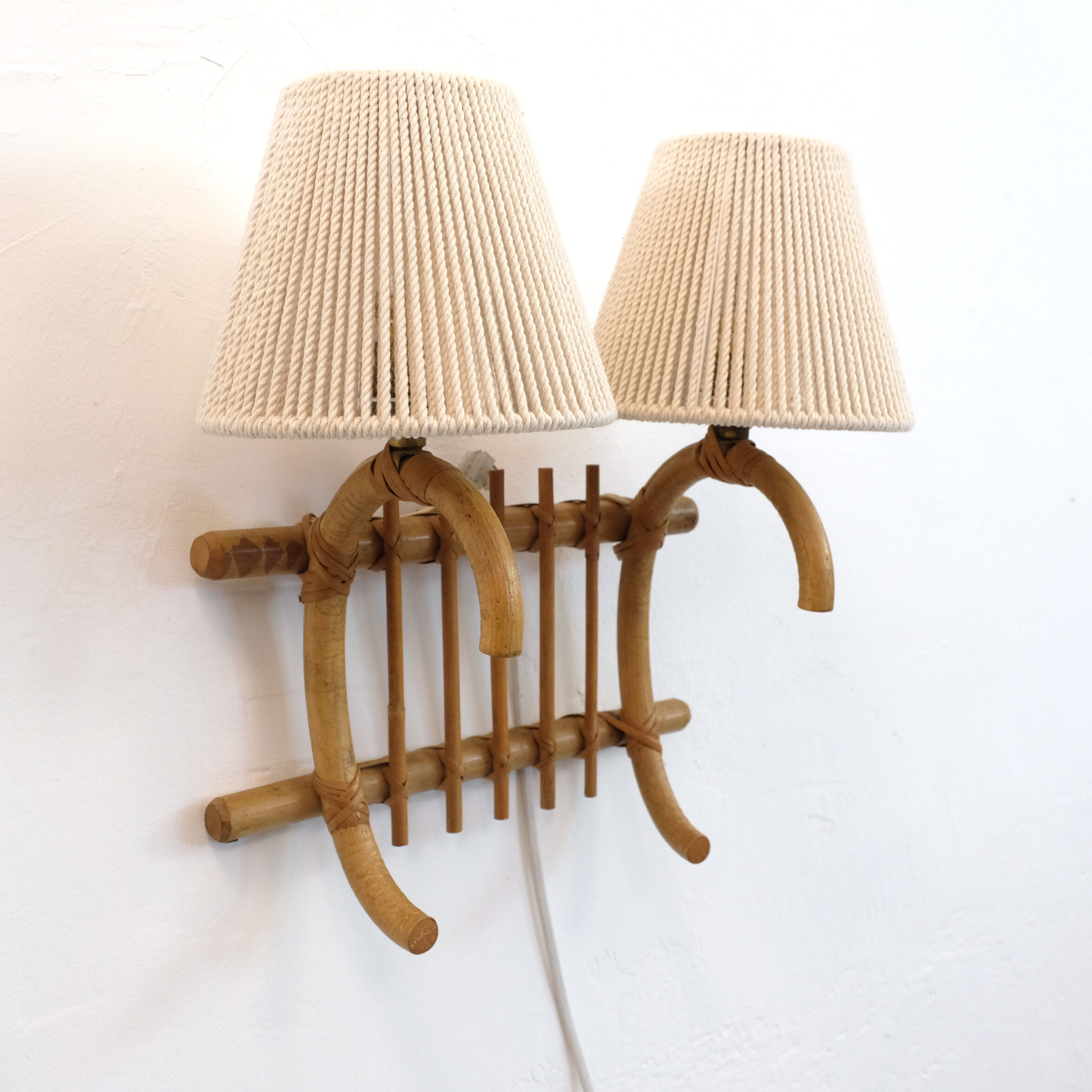 Sconce to 2 rattan fires, 1960/1970