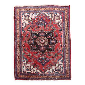 Tapis Hamadan vintage fait main en laine – 92 x 132 cm - 1C1040
