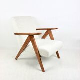 Vintage Ivory White Boucle Model B-310 Armchair, 1970s