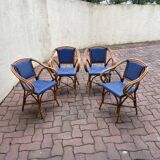 Set of 4 rattan bistro armchairs