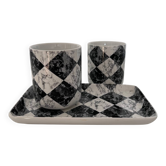 Set plateau et verres motif damier marbré