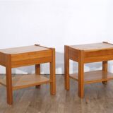 Pair of vintage elm bedside tables by Doubinsky brothers